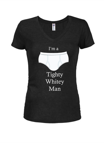 Tighty Whitey Man Juniors V Neck T-Shirt