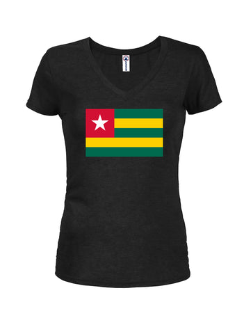 Camiseta con cuello en V para jóvenes con bandera togolesa