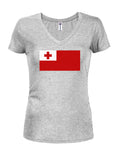 T-shirt à col en V pour juniors avec drapeau tongien