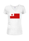 Camiseta con cuello en V para jóvenes con bandera de Tonga