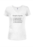 Tonights Drinking Agenda Juniors T-shirt à col en V