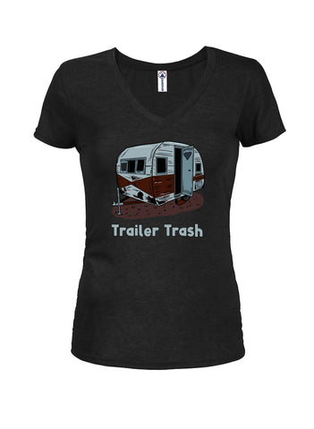 Trailer Trash Juniors V Neck T-Shirt