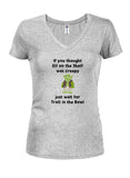 Troll in the Bowl Juniors V Neck T-Shirt