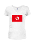 Camiseta con cuello en V para jóvenes con bandera de Túnez