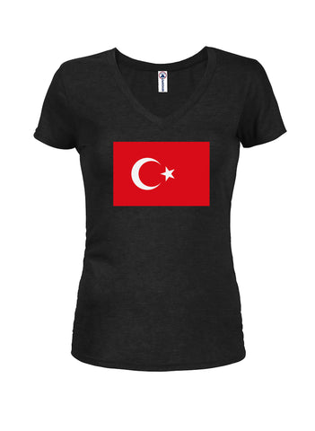 T-shirt à col en V pour juniors avec drapeau turc
