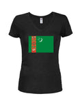 Turkmenistani Flag Juniors V Neck T-Shirt