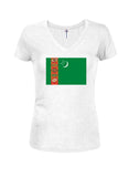 Camiseta con cuello en V para jóvenes con bandera de Turkmenistán