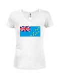Camiseta con cuello en V para jóvenes con bandera de Tuvalu