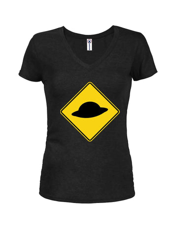 UFO Crossing Juniors V Neck T-Shirt