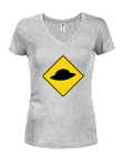 UFO Crossing Juniors V Neck T-Shirt