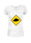UFO Crossing Juniors V Neck T-Shirt