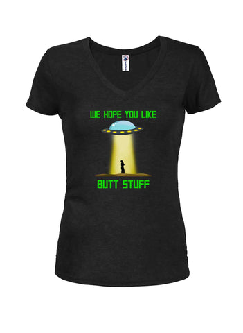 UFO Nous espérons que vous aimez Butt Stuff T-shirt col en V pour junior