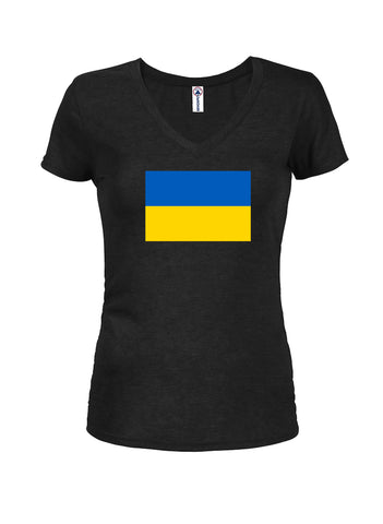 T-shirt à col en V pour juniors avec drapeau ukrainien