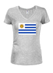 T-shirt col en V junior drapeau uruguayen