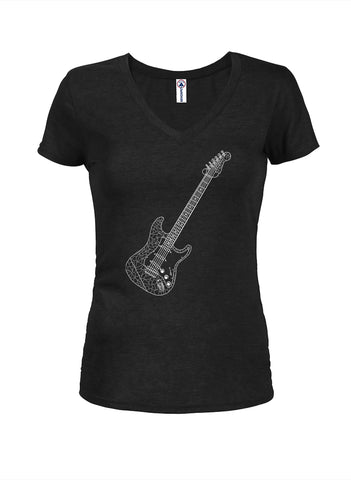 Vector Guitar Juniors V Neck T-Shirt