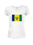 Camiseta con cuello en V de la bandera vicenciana para jóvenes