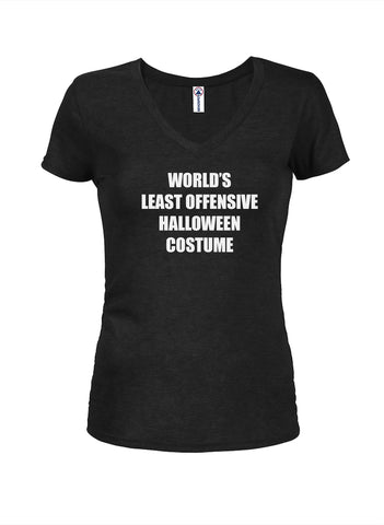 World's Least Offensive Halloween Costume Juniors V Neck T-Shirt
