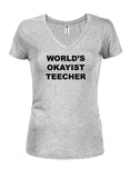 WORLD'S OKAYIST TEECHER T-shirt col en V pour juniors