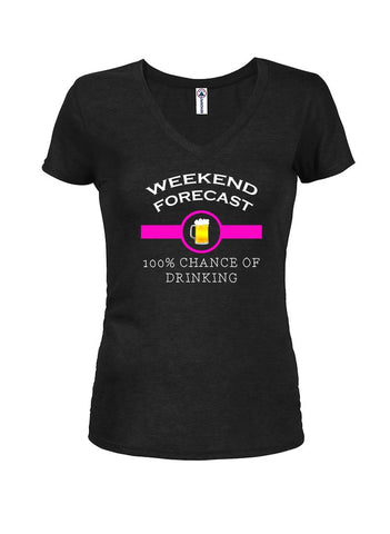 Camiseta con cuello en V para jóvenes de pronóstico de fin de semana