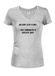 Welcome to my planet Juniors V Neck T-Shirt