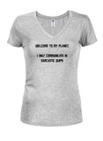 Welcome to my planet Juniors V Neck T-Shirt