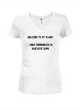 Welcome to my planet Juniors V Neck T-Shirt