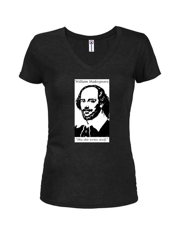 William Shakespeare This Shit Writes Itself - Camiseta con cuello en V para jóvenes