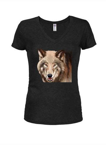 Wolf Juniors V Neck T-Shirt