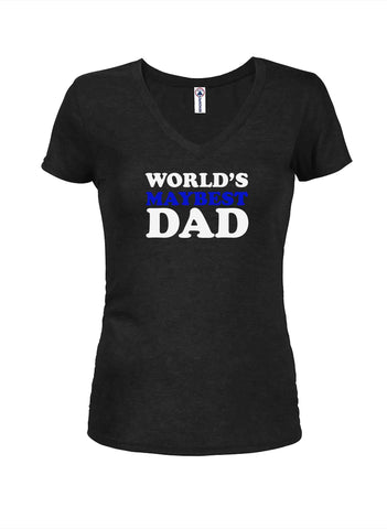 Worlds Maybest Dad Juniors T-shirt à col en V