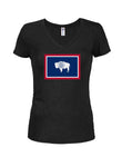 Wyoming State Flag Juniors V Neck T-Shirt