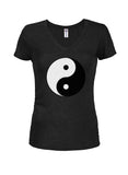 Yin Yang Symbol Juniors V Neck T-Shirt