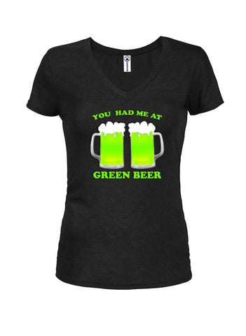 You Had Me At Green Beer - Camiseta con cuello en V para jóvenes