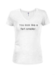 You look like a fart smeller Juniors V Neck T-Shirt