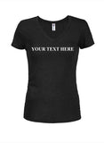 T-shirt à col en V pour juniors avec texte personnalisé - Vous choisissez le texte