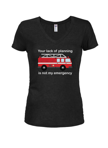 Tu falta de planificación no es mi camiseta de emergencia con cuello en V para jóvenes