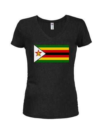 Camiseta con cuello en V para jóvenes con bandera de Zimbabwe