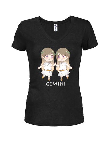 Zodiac Gemini Juniors V Neck T-Shirt