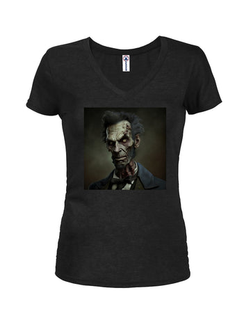 Zombie Abe Lincoln Juniors V Neck T-Shirt