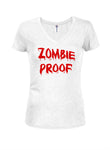 Zombie Proof Juniors V Neck T-Shirt