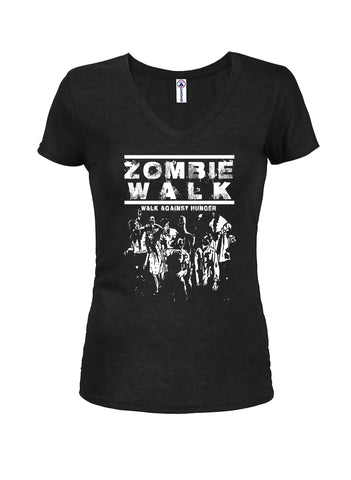 Zombie Walk  Juniors V Neck T-Shirt