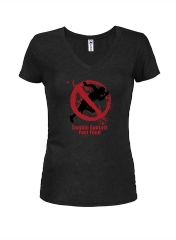 Zombies Against Fast Food - Camiseta con cuello en V para jóvenes