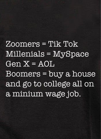 Zoomers Millenials Gen X Boomers Kids T-Shirt