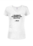 Je célèbre la Saint-Valentin Han Style Solo Juniors T-shirt à col en V