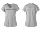 T-shirt junior à col en V avec texte personnalisé devant et derrière - Vous choisissez le texte